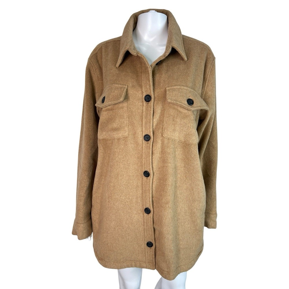 Thread & Supply Women's Shacket Jacket Fuzzy Camel Brown Outdoors Size L NWT